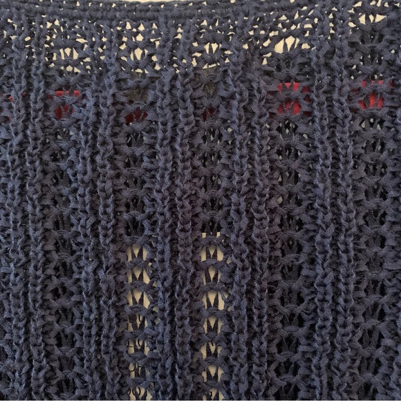 Rachel Zoe Navy Blue Crochet Long Sleeve Sweater NWT - Picture 4 of 11